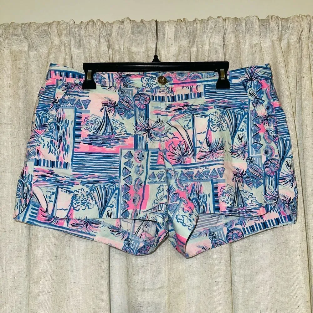 Lilly Pulitzer Adie Ruffle Pocket shorts whisper blue yeah bouy SIZE 12